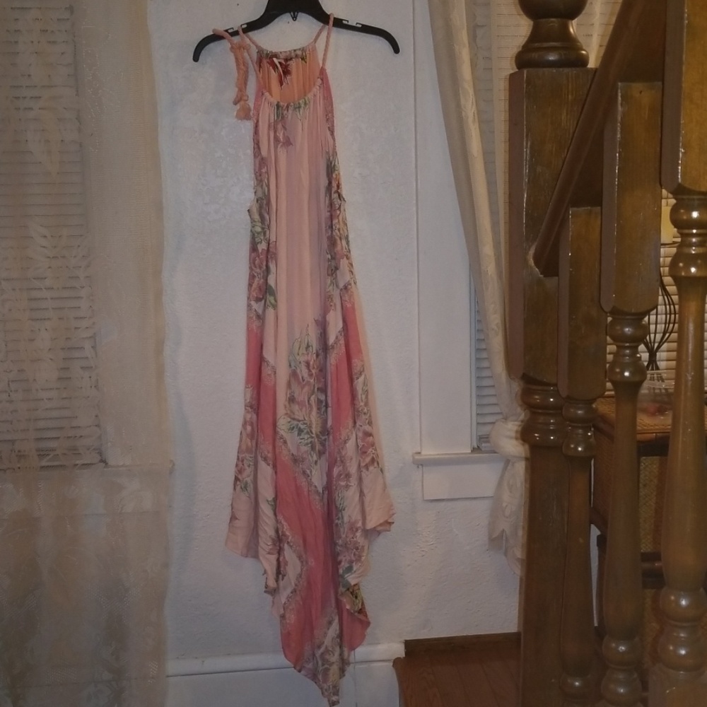 Free People Pink Floral Asymmetrical Dress